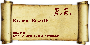 Riemer Rudolf névjegykártya